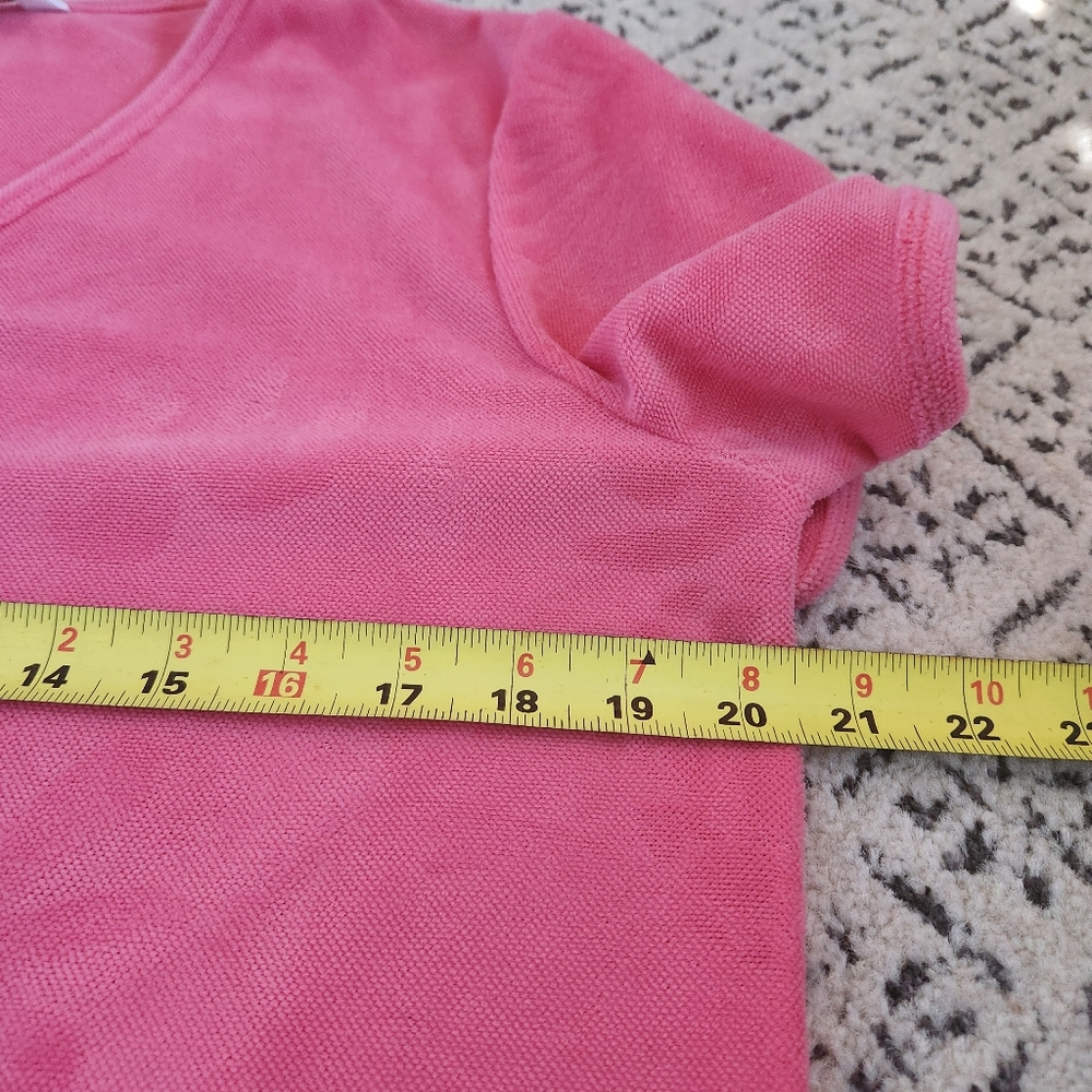 Coral Bay Intimates Short Sleeve Zip Front Terry Robe/Beach Cover Pockets Pink M - Picture 12 of 14